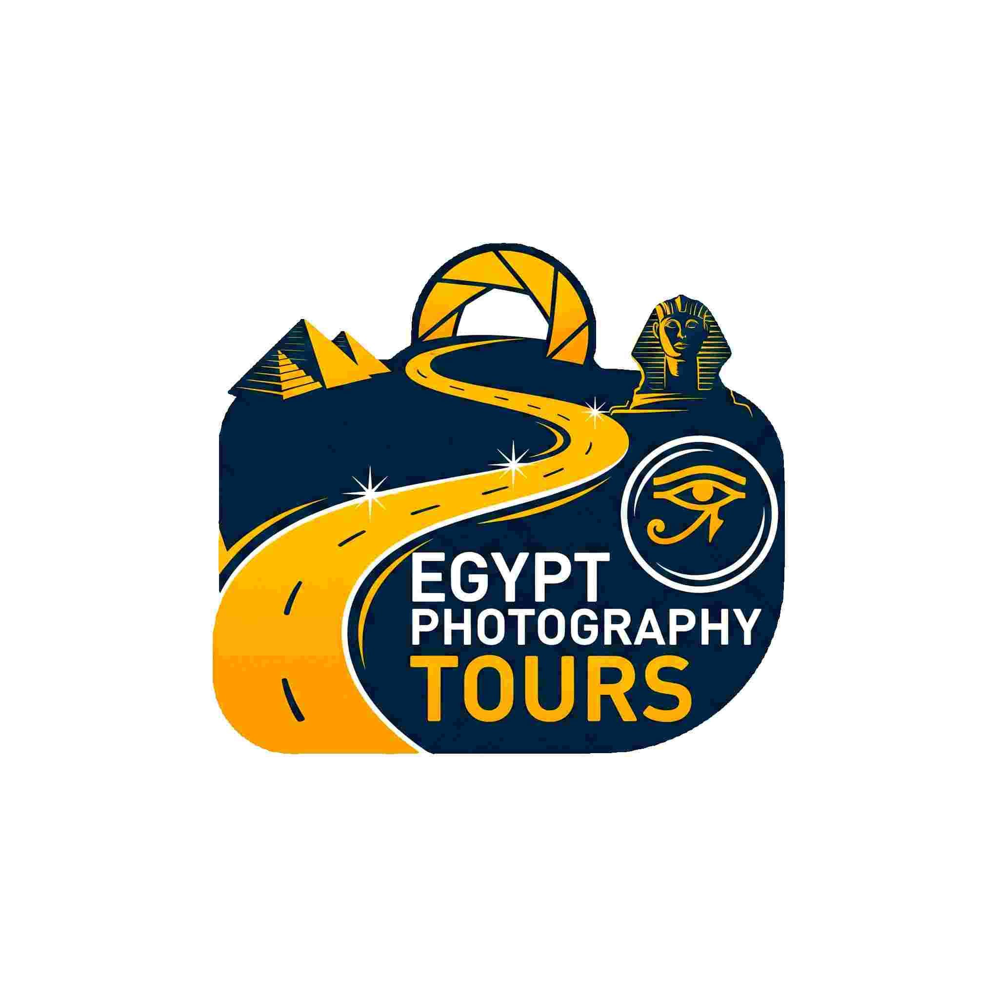 Egypt Photography Tours Logo - Pyramids and camera shutter